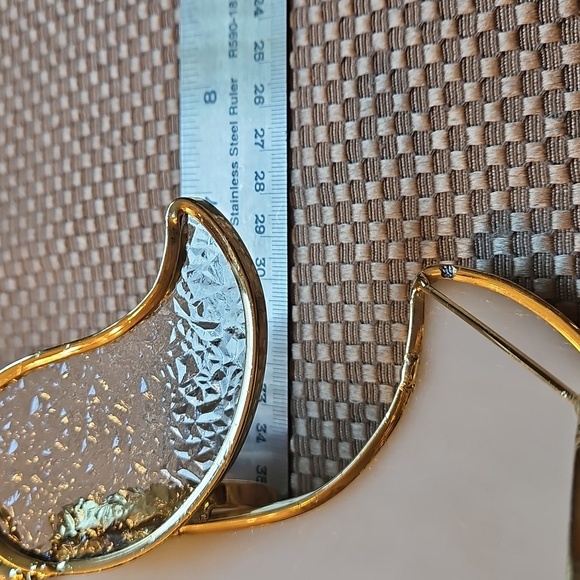 Stained Glass Angle Tealight Holder Large Irrodecent Gold Frame Crystal - Flawed - Picture 6 of 7